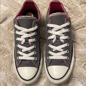 Gray and Pink Canvas Sneakers